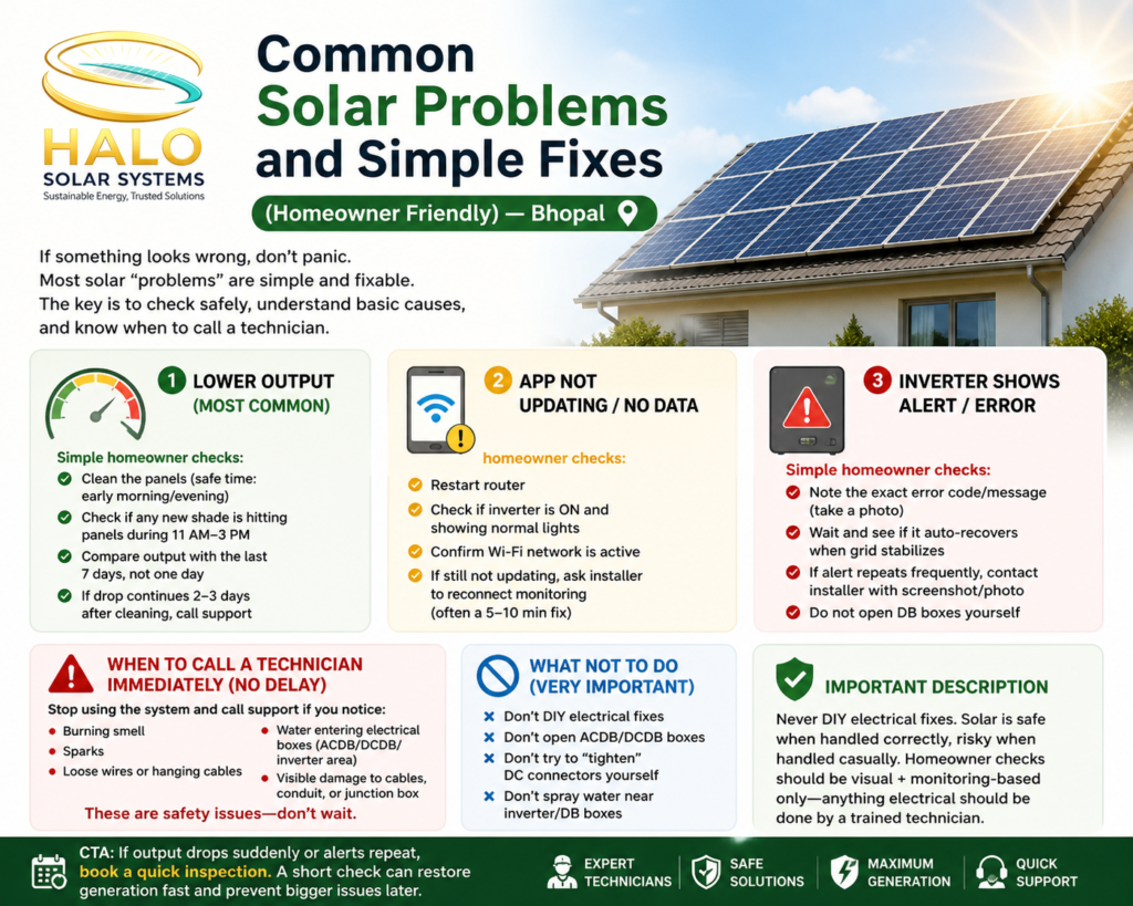 Common Solar Problems and Simple Fixes (Homeowner Friendly) by Halo Solar Systems